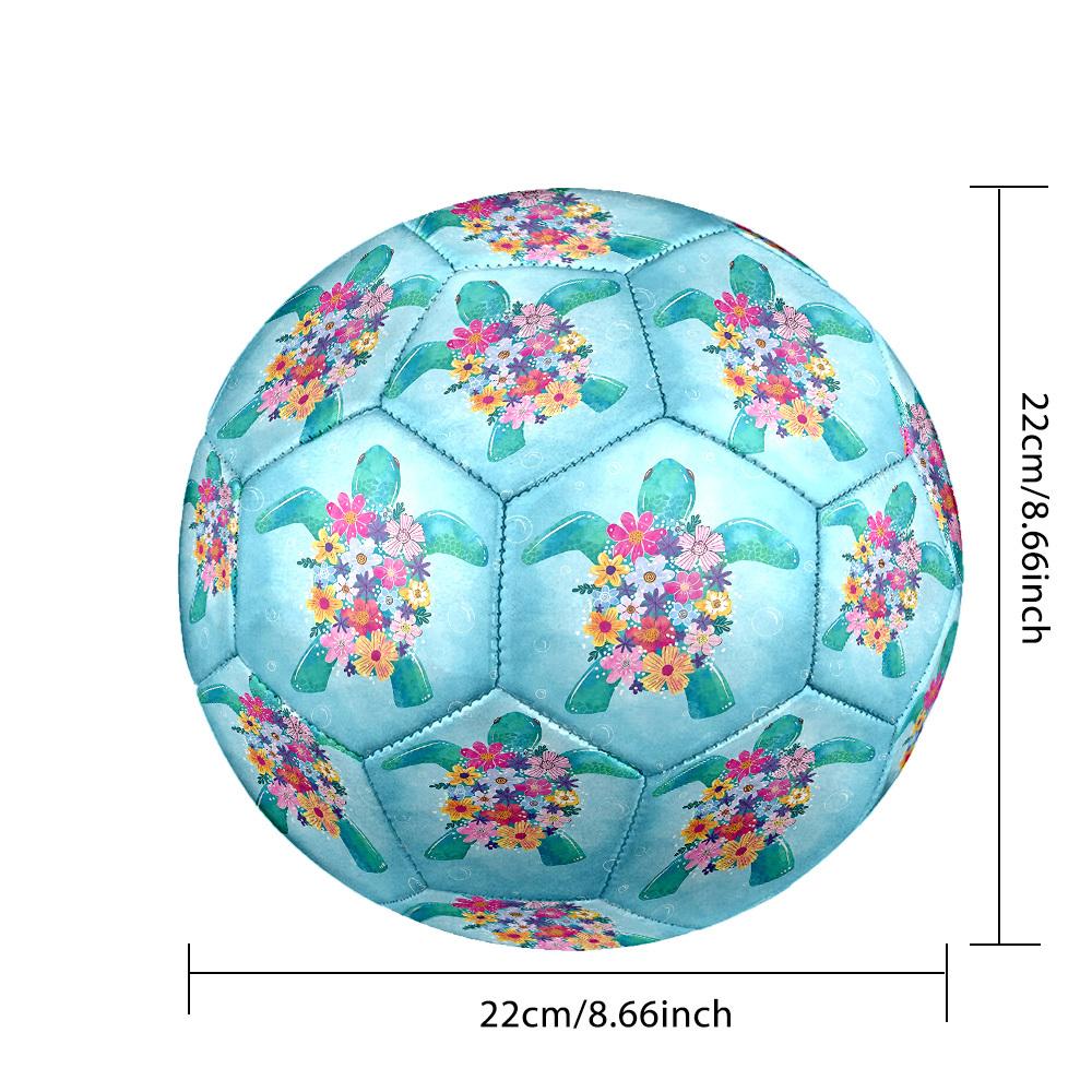 1pc Sea Turtle Flowers Theme Soccer Ball Football, Size 5, Lightweight PVC, Outdoor Training Soccer Ball,Gift J61413