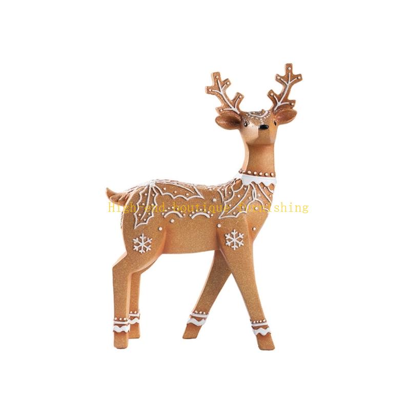  Christmas Reindeer Resin Ornament Weather Resistant Indoor Outdoor Festival Display Deer Statue Decoration