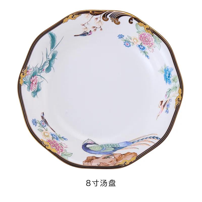 High-end Exquisite Bone China Dinner Plate Gilded Animal Pattern Cooking Dishes Dessert Salad Plate Hotel Kitchen Tableware New