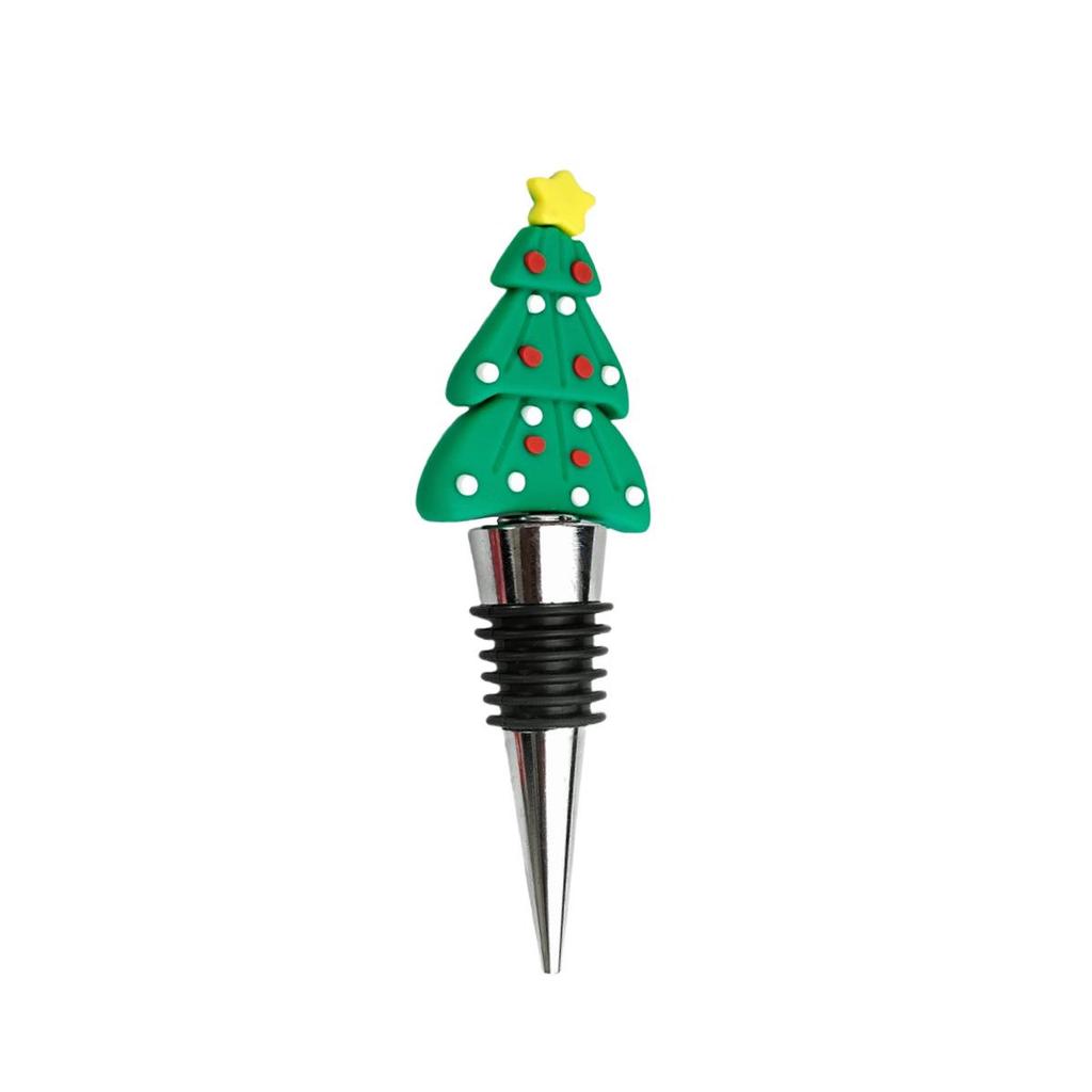 PVC Christmas Wine Stoppers - Green Christmas Tree, Snowman, Candy Cane, Reindeer, Santa Claus, Wreath for Glass Bottles