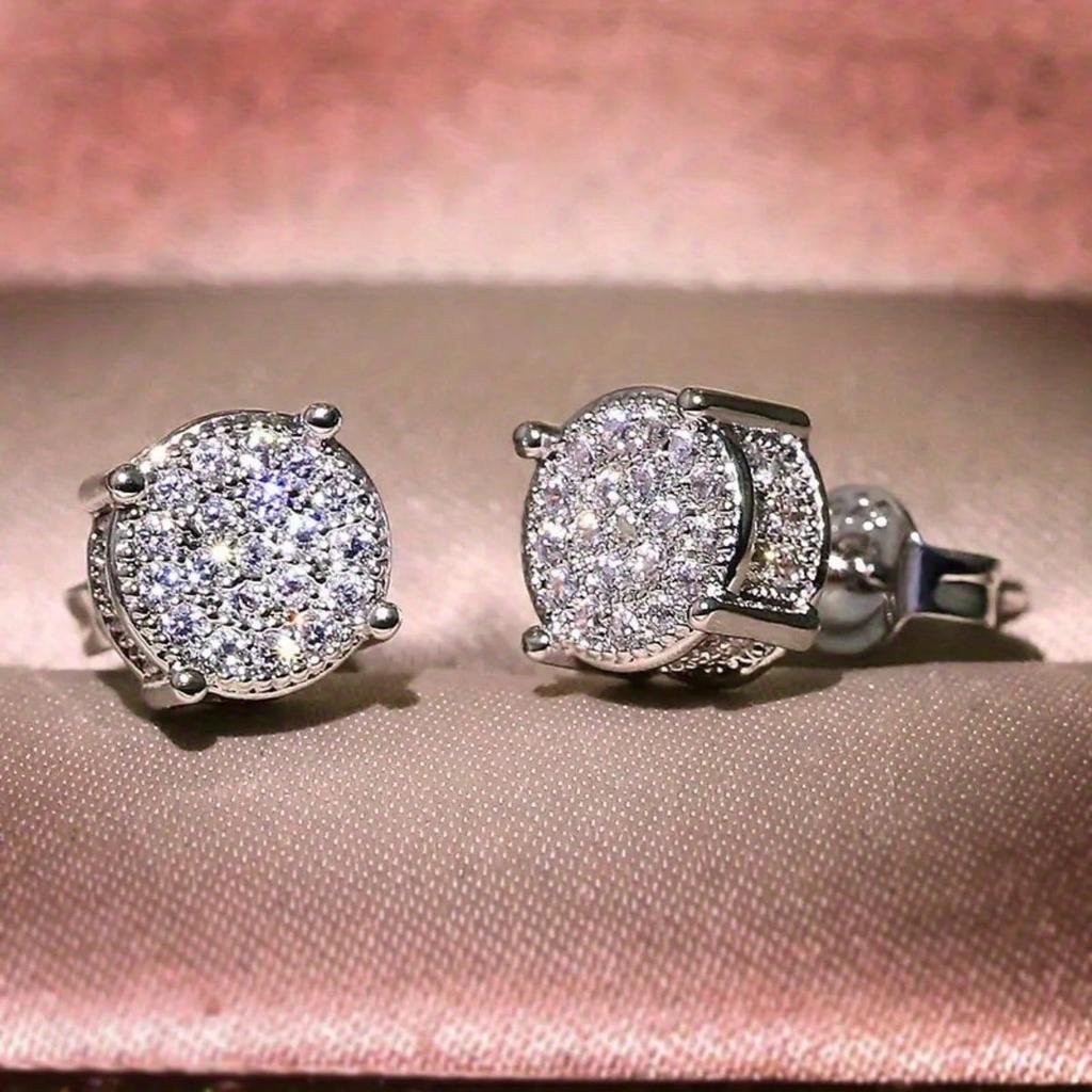 1 Pair of Fashionable Earrings for Women, Set with Synthetic Zircon Earrings, Suitable for Daily Casual Wear and Holiday Gift Giving