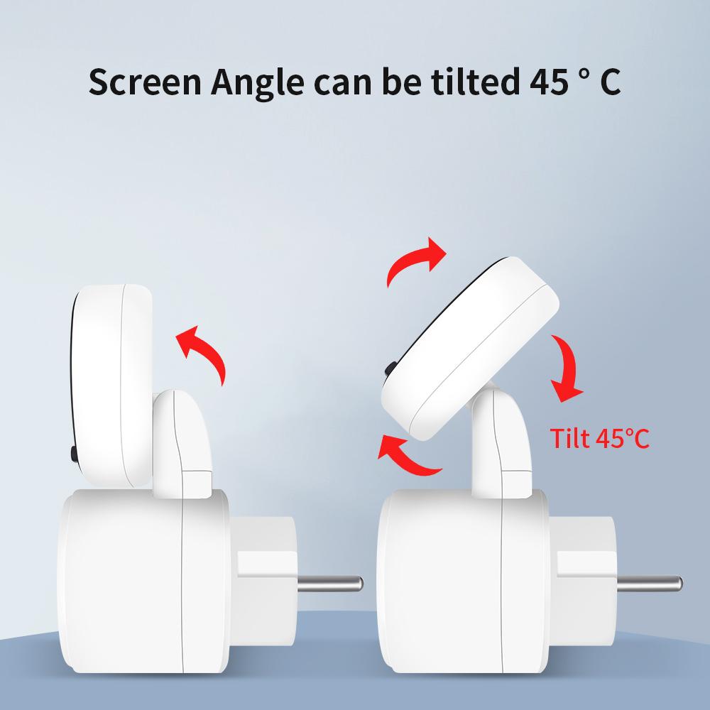 Digital Energy Meter Wattmeter Power Meter EU Plug 45°Rotating Watt Display Electric Meter Voltmeter Energy Cost Meter Socket