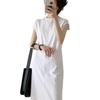 Generous, live up to expectations 2026 black and white fashionable front cross shape rear slit dress