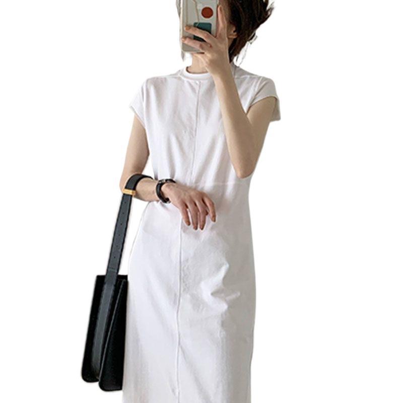 Generous, live up to expectations 2026 black and white fashionable front cross shape rear slit dress
