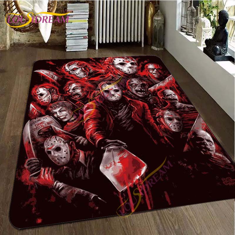 Freddy Jason Chucky Horror Movie Character Carpet Halloween Child's Play Floor Mat 3D Horror Rug Area Rugs Bedroom Non-slip Mat