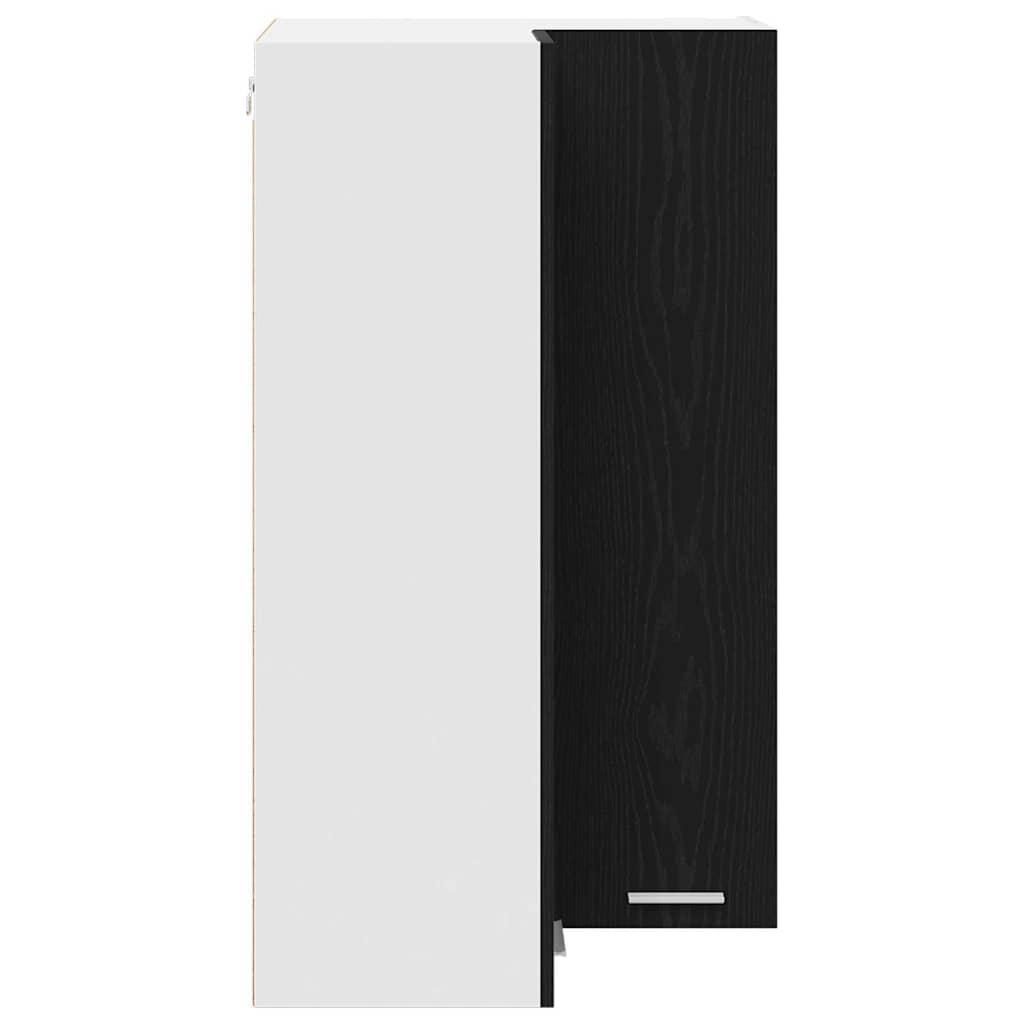 Hanging Corner Cabinet with Door Black Oak and White 57 x 57 x 100 cm