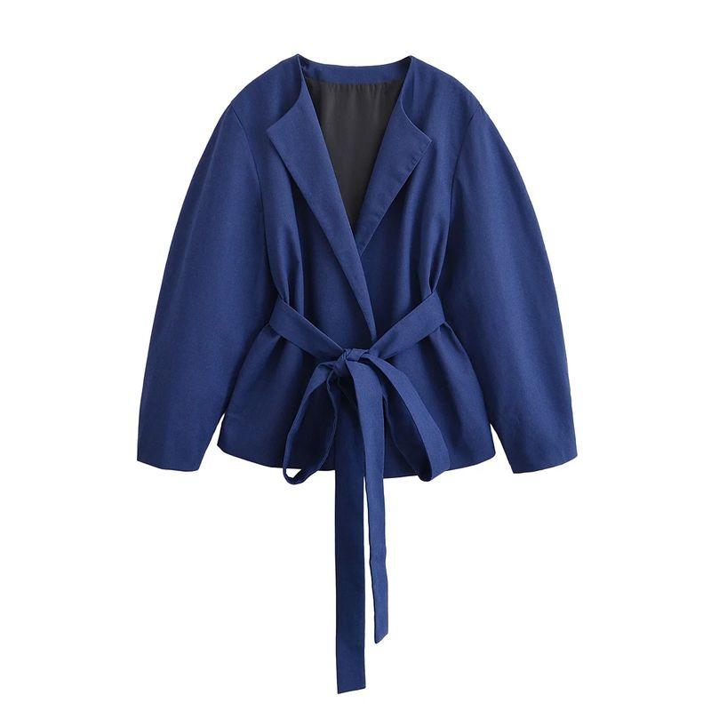 Linen Blend with Belt round Neck Kimono Coat 8426329 Balloon Mid Waist Pants 7627242