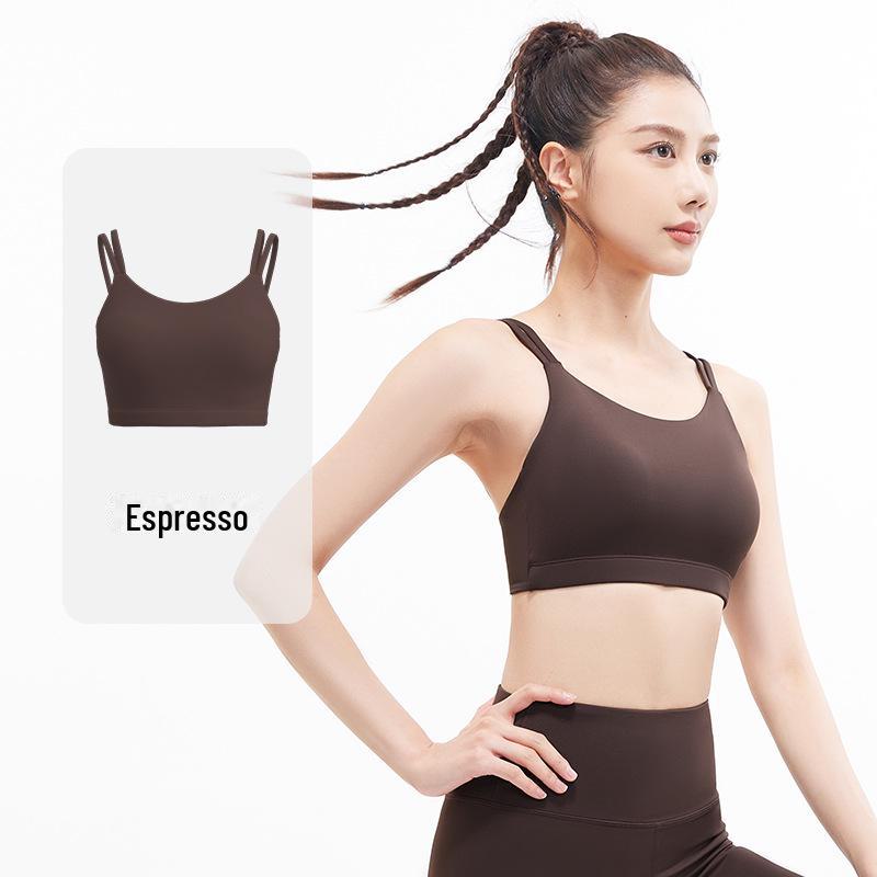 

Juyitang персиковый плечевой тонкий ремешок 4D высокоэластичный U-образный ударопрочный сборчатый спортивный бюстгальтер L