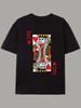 MenS Red  Black Heart King Print Casual Short Sleeve TShirt