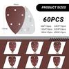 Multi Tool Sanding Pads, 60 Pcs Mouse Detail Palm SanderPads, 5 Hole Sanding Sheets Assorted for Sander SandersPads