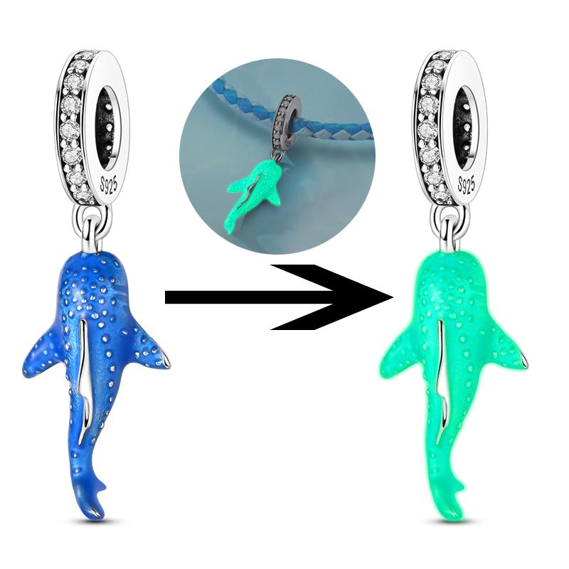 New Copper Charms Bead Heart Chocolate Luminous Snake Whale Shark Fit Original Bracelet Diy Jewelry Accessories