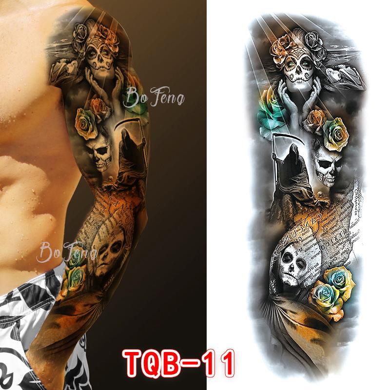 Waterproof Full Arm Floral Tattoo Stickers - Cross-Border Design for Europe & America
