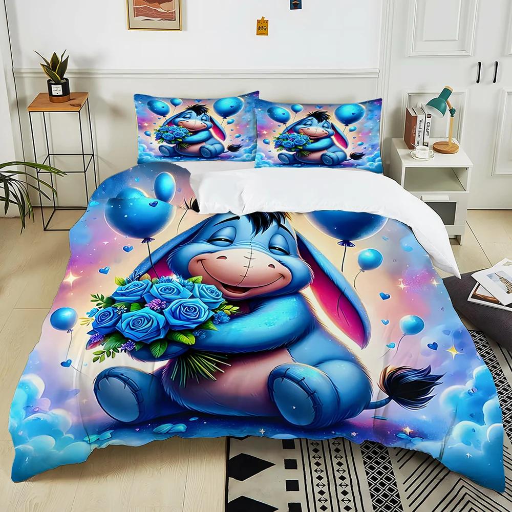 

Winnie The Pooh Eeyore Printed Bedding Set 3Pc 1 Duvet Cover 2 Pillowcases Adult And Children Warm Soft Bedding Set Luxury Gift EU Twin 135X200cm