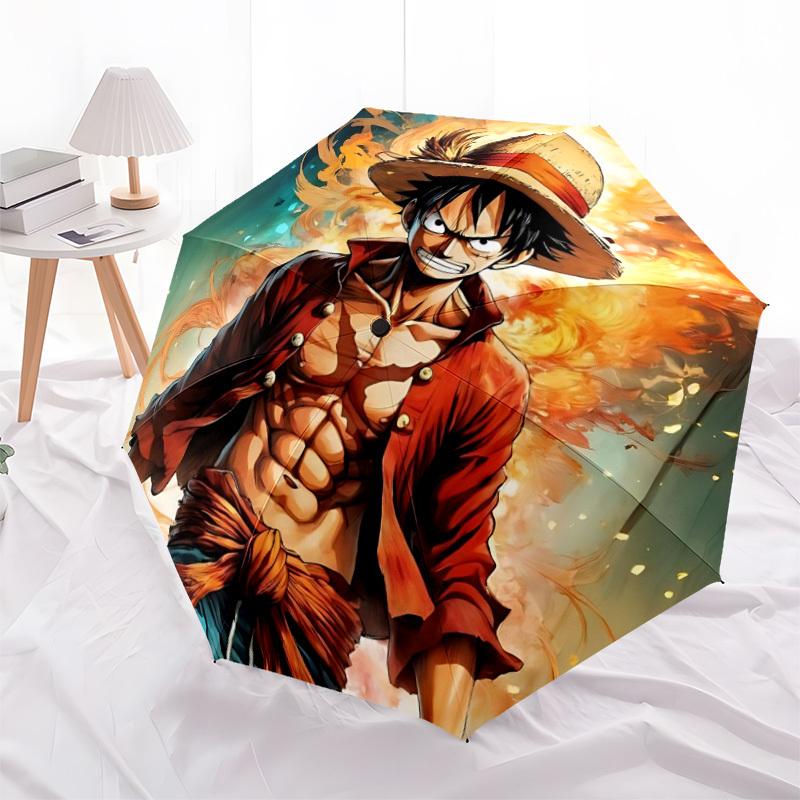 1 Stück One Piece Monkey D. Luffy Automatisches Öffnungs-/Schließschirm   Kompakter Reiseschirm, 8 Rippen, Robust, Perfekt für Damen & Herren    a0923165
