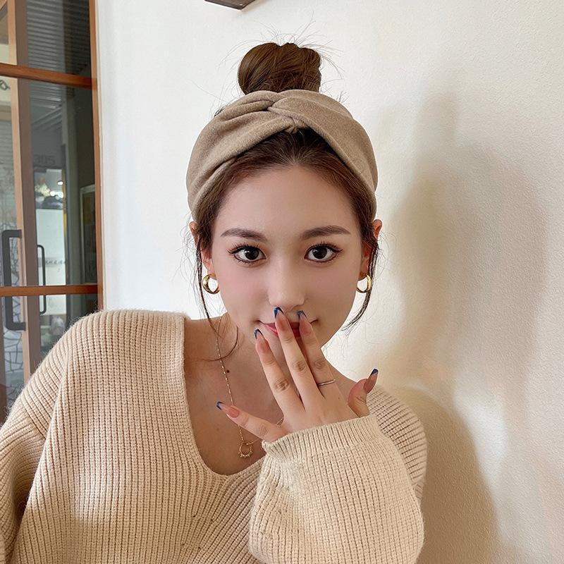 Cross Wide Headbands Winter Ear Warmer Soft Elastic Headwrap Turban for Women Solid Bandana Scarf Hair Accessories