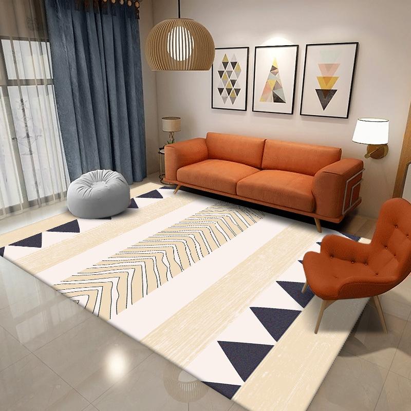 Boho Geometric Striped Rectangular Rug, Colorful Ethnic Pattern Prints, Soft Non Slip Carpet for Living Room Bedroom Decor