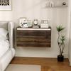 Wall-Mounted Bedside Table with Handleless Drawer and Wall Fixing, 80x30x45cm, Walnut
