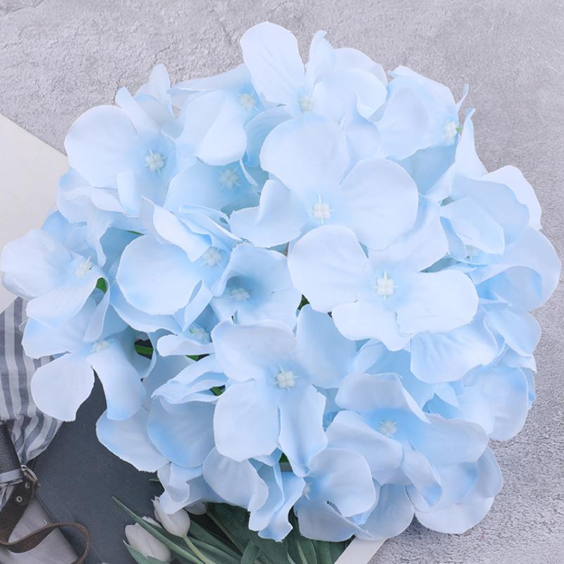 10 PCS Faux Silk Hydrangeas Flowers Heads with Stems Hydrangea Artificial Flowers Real Touch for Home Wedding Party Table Decor