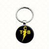 1PC TCB Lightning Rock Band Emblem Keychain Durable Yellow Lightning Style Car Keyring Accessories Souvenir Gift for Men Woman
