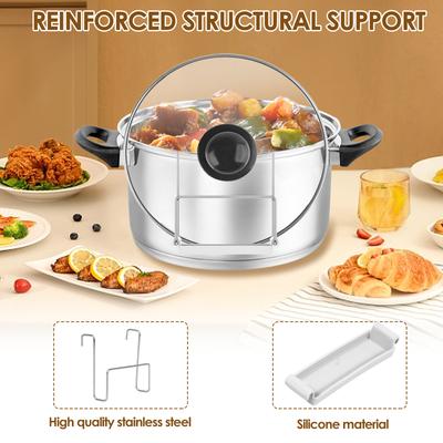 2 Pcs Slow Cooker Lid Holder Kitchen Crock Pot Lid Holder Hand Free Pot Lid Organizer Stainless Pot Lid Rack with Silicone Sink