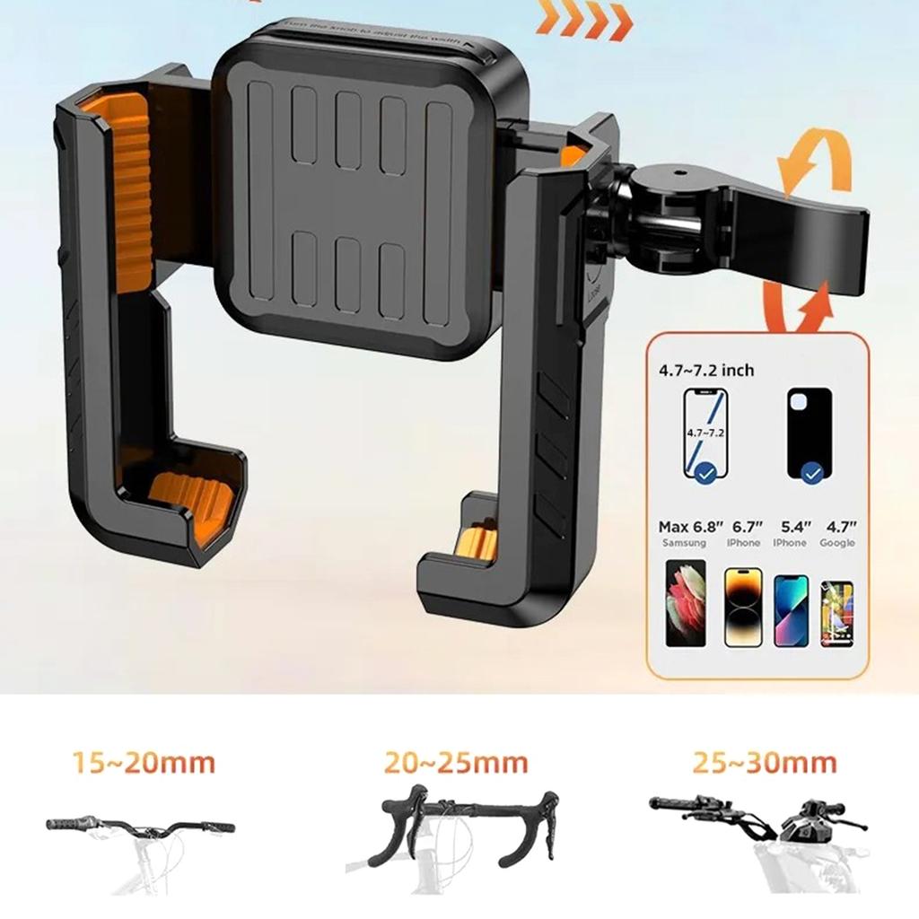 Motorcycle Phone Mount, One Hand Operation Bike Phone Mount, ATV Bicycles Scooters Cellphone Holder Clip