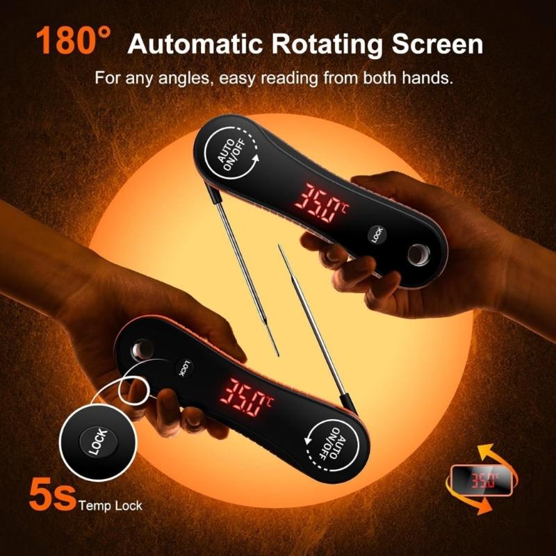 Fast  Read Food Thermometers Accuracy  Rotatable Display Auto Shutoffs Meat Thermometers for Professional Kitchen Use