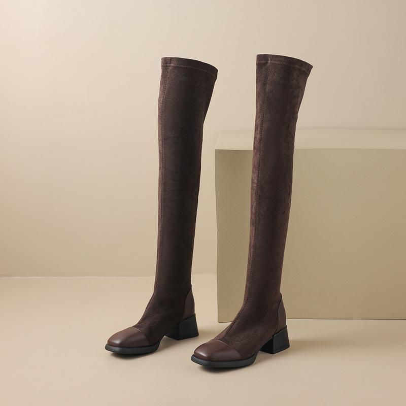 Knee Pole Dance Boots Pants Socks Boots Elastic Suede Skinny Boots Thick High Heels 33-43 Boots