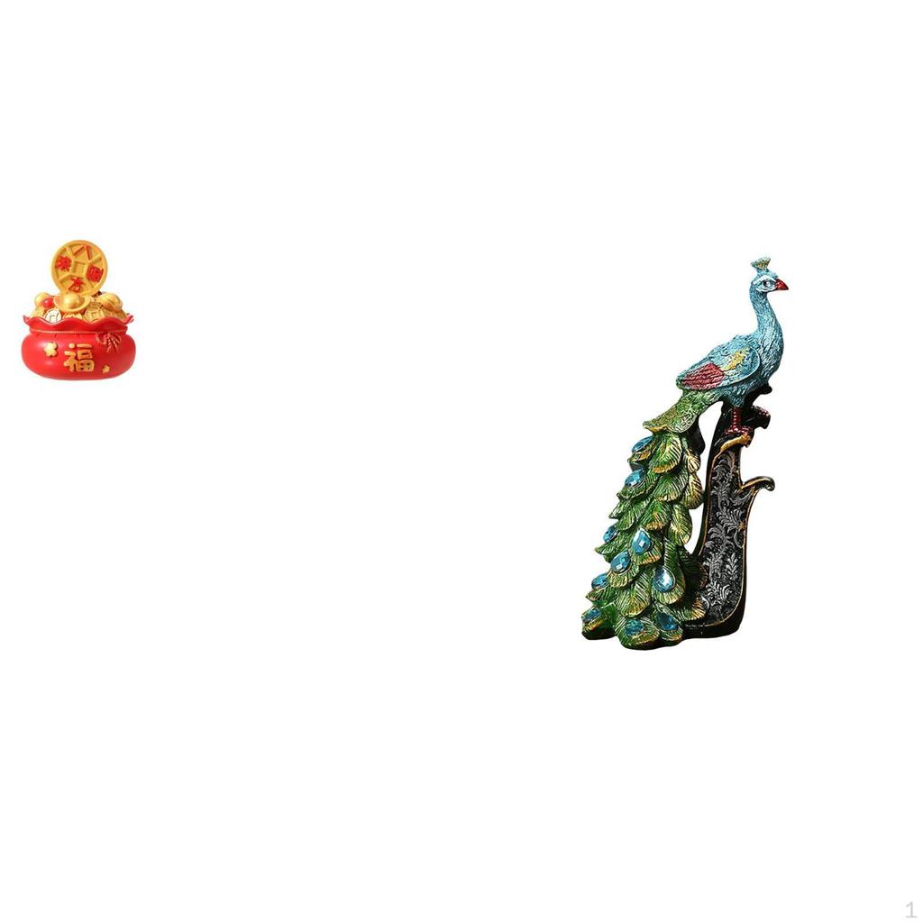 Festival Treasure Basin Peacock Figurine Art Craft Ornament Elegant Animal Sculpture Collection for