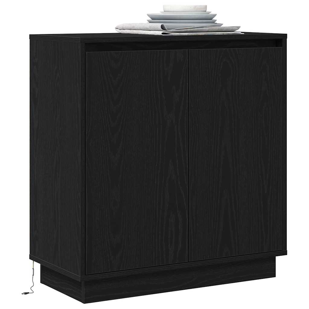 Sideboard in Black Oak Look 71 x 34.5 x 75 cm Particleboard