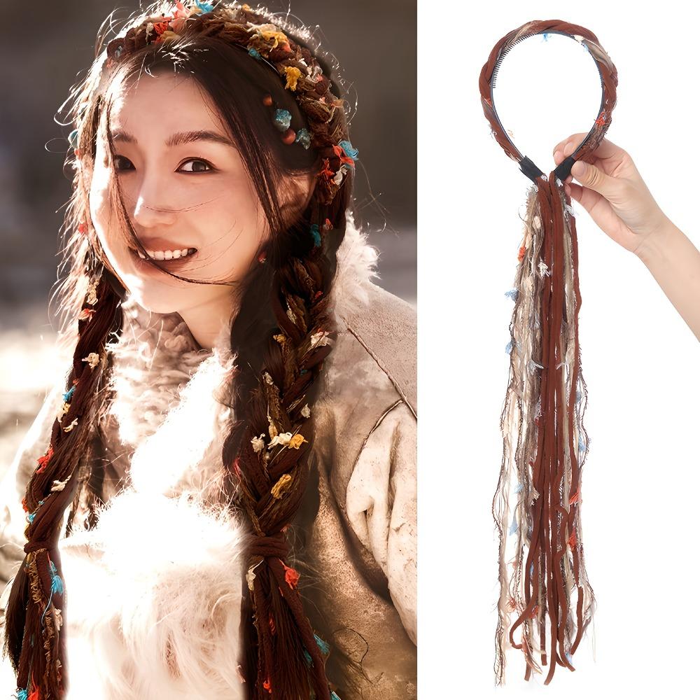 Ethnisch Stil Bohemian Quaste Stirnband Synthetisch Bunt Zöpfe Haarteile für Frauen