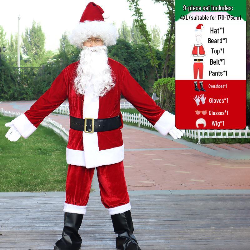 Adult Santa Claus Costume Set - Men's & Women's Plus Size Christmas Outfit