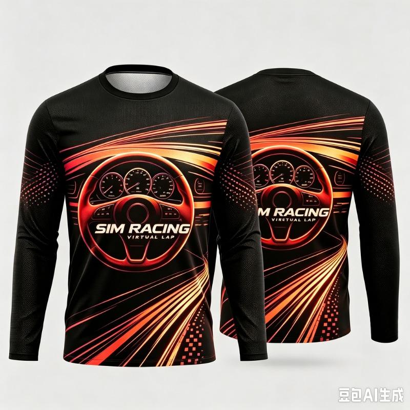 Sim Racing Steering Wheel Graphic Long Sleeve T Shirt Family Matching Outfits Quick Dry Motor Racing Sports Jersey Tee Top