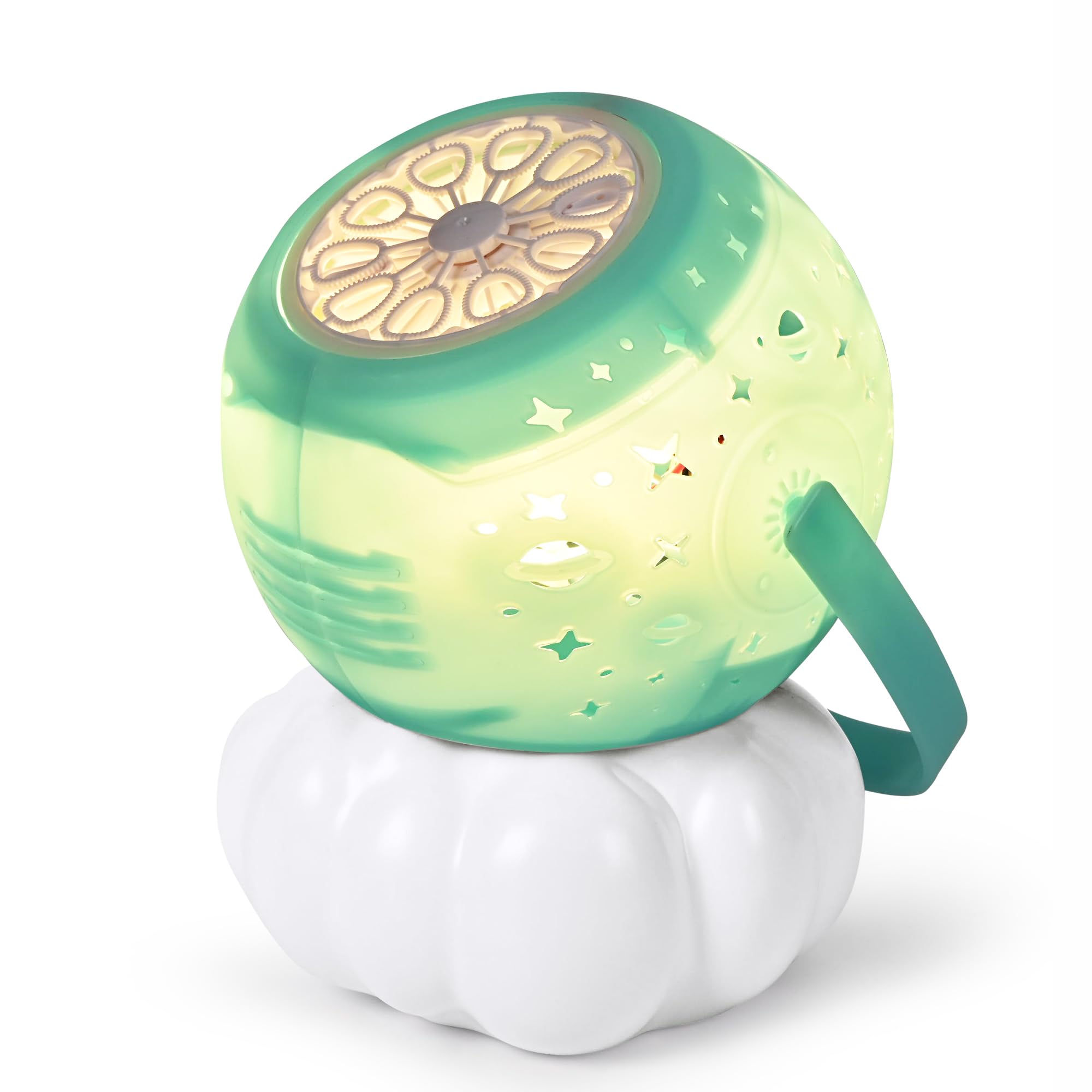 

Solpex Electric Bubble Machine Soap Bubble Maker Automatic Bubble Gun Large Volume Foam Kids Toy Outdoor Play 360° Leak Prevention LED Light