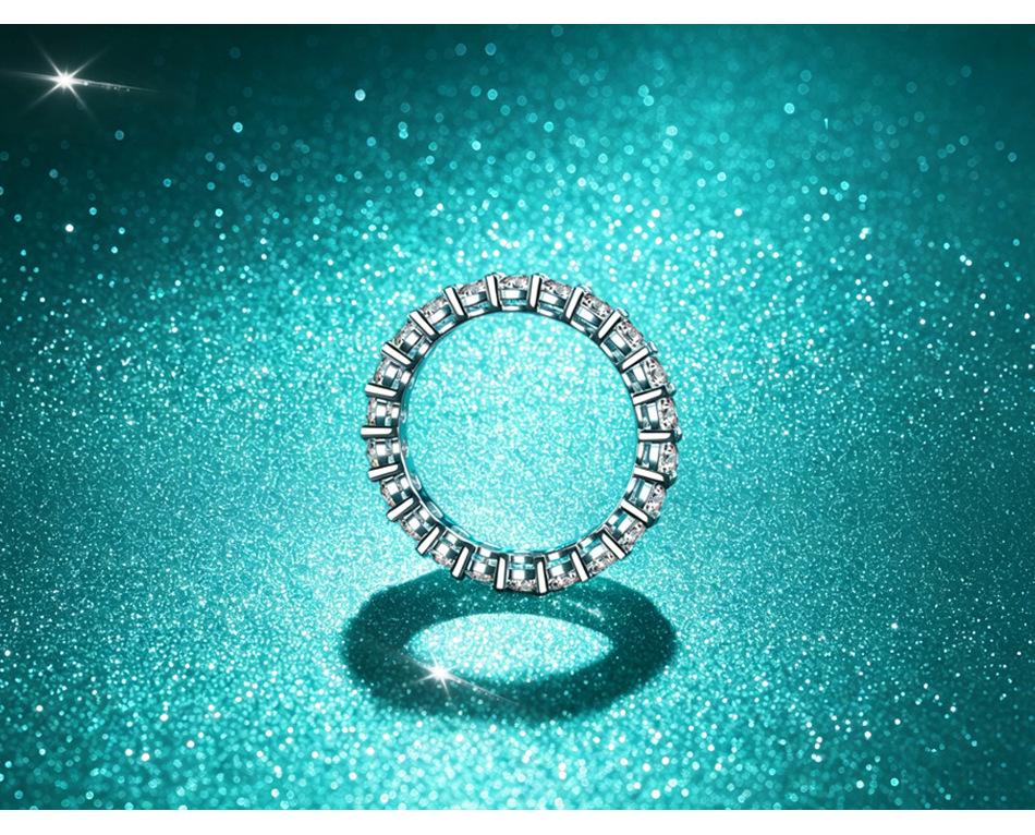 S925 Sterling Silver Moissanite Stackable Ring for Women, 2.2 Carat Platinum-Plated High-End Design