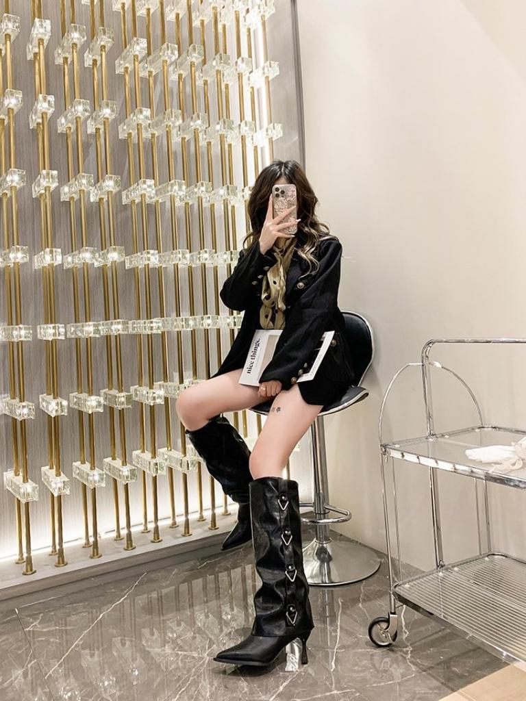Fashion Ladies Modern Knee High Heels Boots Autumn Spring Fashion Slip On Female Pumps Footwear New Shoes 2025 Long Women Western Boots