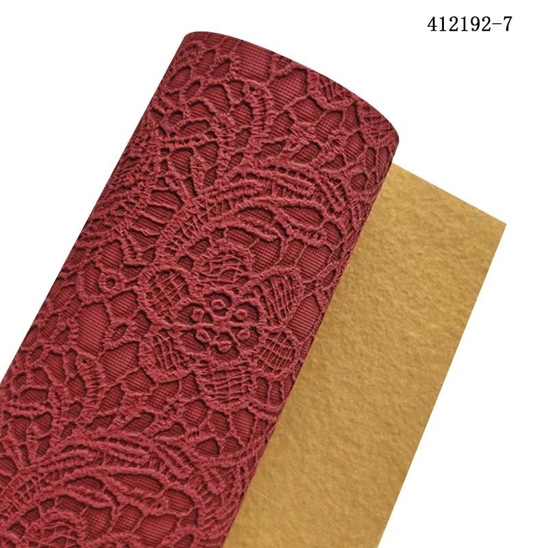 1 Yard Flower Textured Embossed Faux Leather Roll Synthetic Fabric for DIY Handmade Projects Leather Bows Jewlery Making