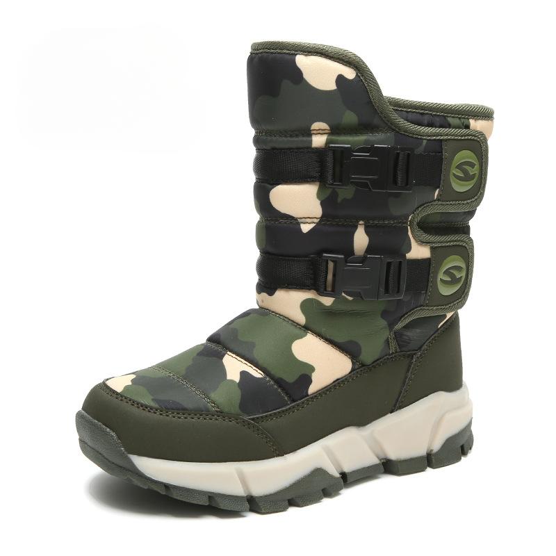 

Креативные зимние детские зимние ботинки для девочек, флисовая водонепроницаемая обувь для мальчиков, термообувь из хлопка с камуфляжным принтом, короткие ботинки для детей среднего и старшего возраста 26