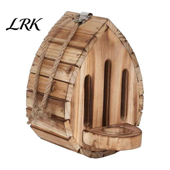 Butterfly Habitat Wooden House And Feeder, Outside Hanging Shelter, Wood Feeder Teardrop Shaped for Garden Decoration Pollinator