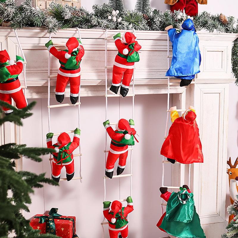 Christmas Pendant Decoration Ladder Santa Claus Climbing Rope Doll Single Multi-person Ladder Toy Gift