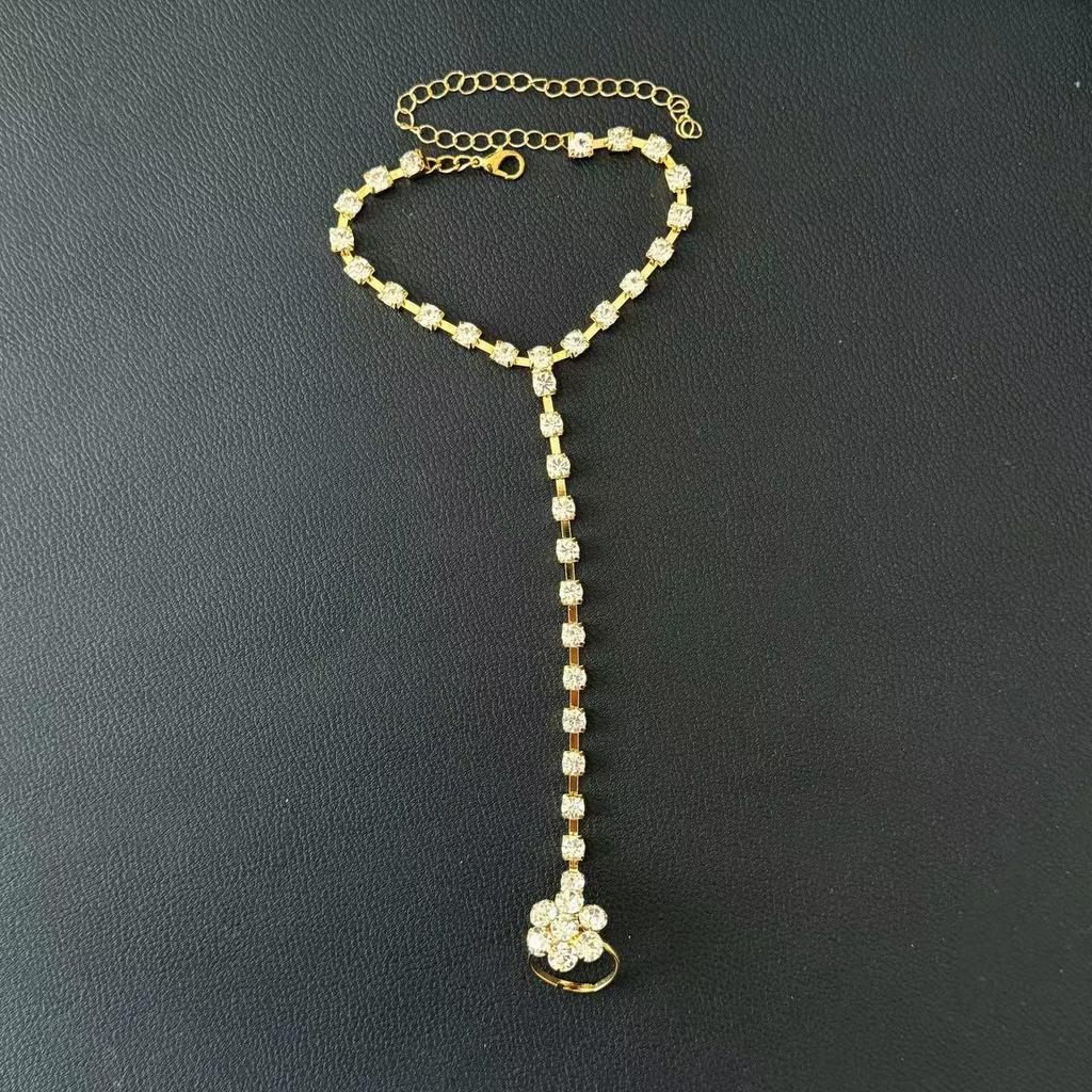 Exquisite Rhinestone Finger Bracelet & Ring: Minimalist Women's Hand Chain Jewelry