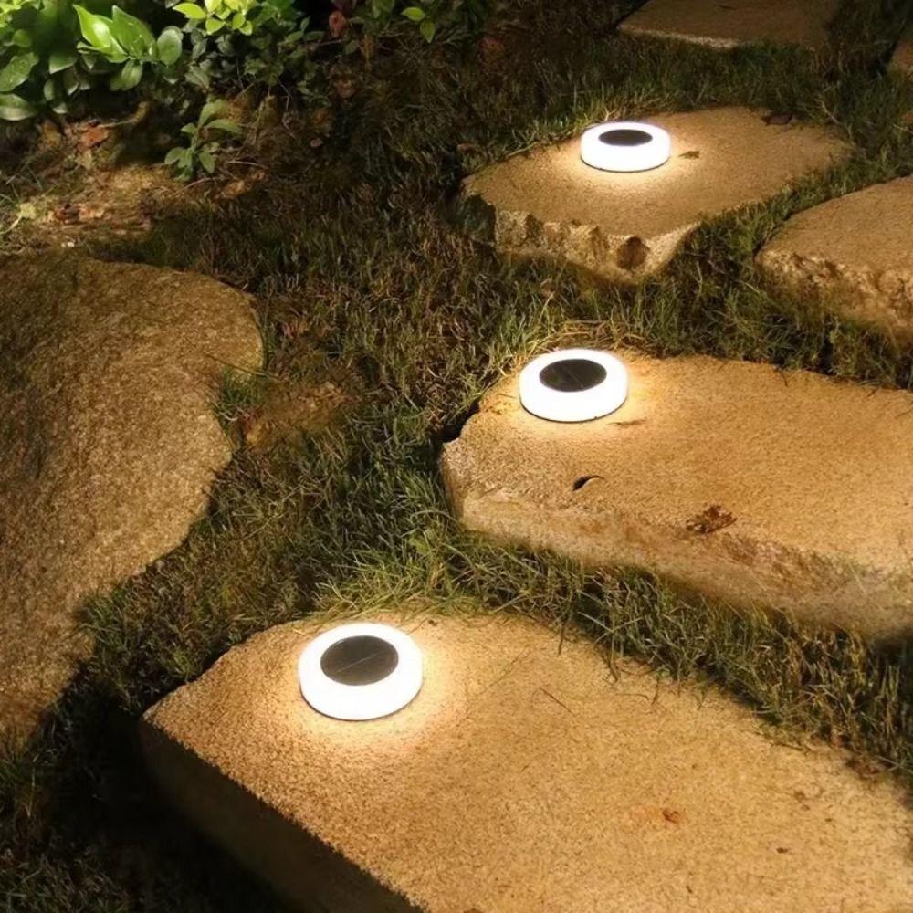 Waterproof Ground Lamp Deck Lights Solar Powered Rotundity Solar Lawn Lamp Warm /White/ 14Led Solar Underground Light