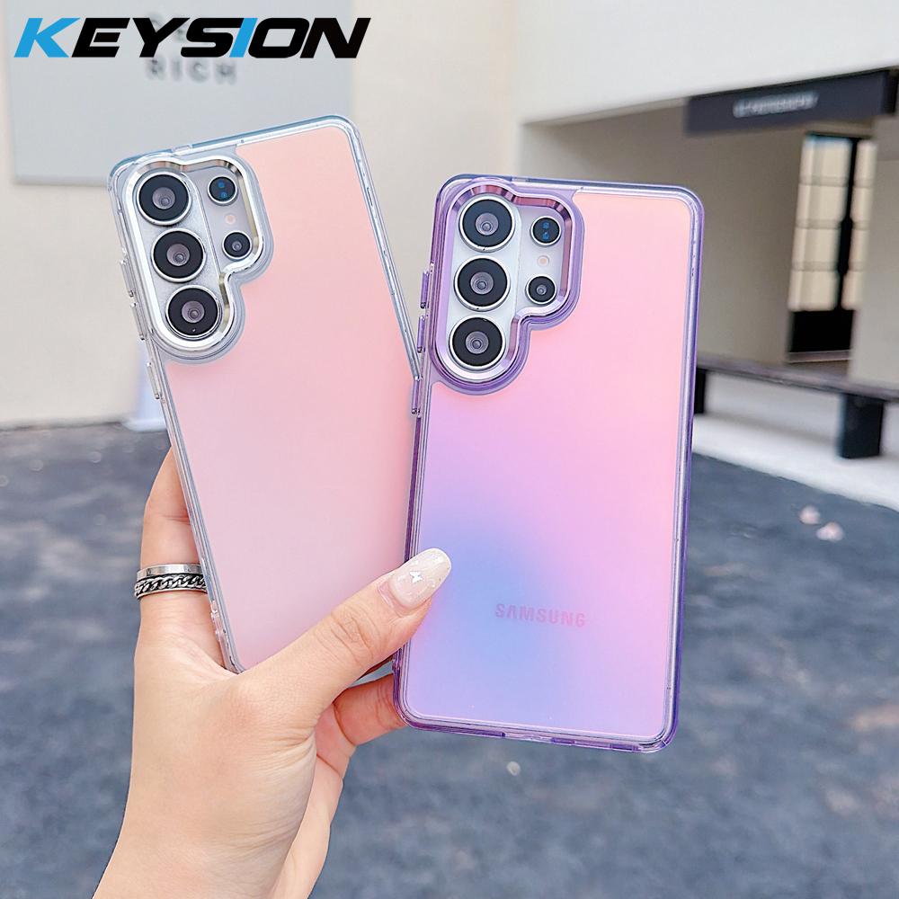 KEYSION Laser Gradient Colorful Phone Case for Samsung Galaxy S24 S25 S26 Ultra 5G S26+ S25 FE TPU+PC Shockproof Back Cover