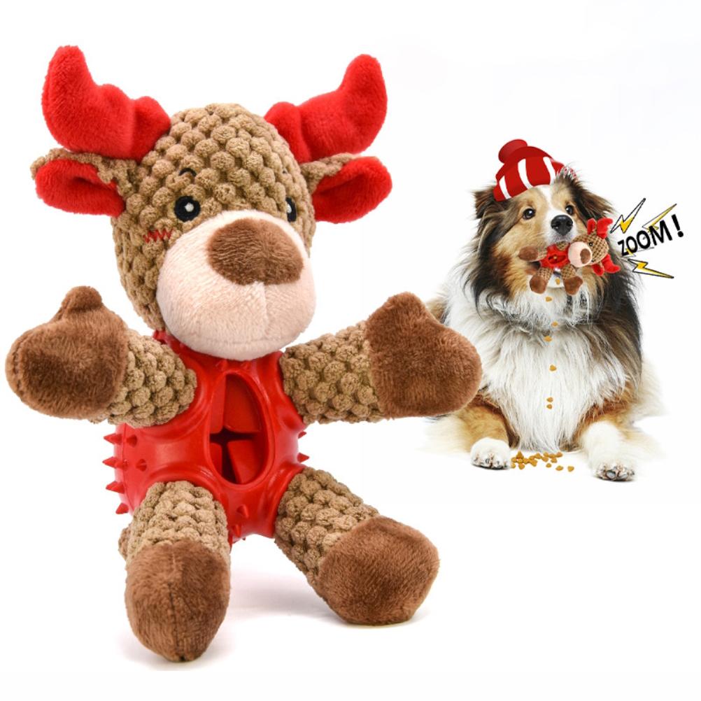 

Christmas Pet Dog Chew Toys Elk Shape Sounding Plush Pet Toy Christmas Dog Toy for Playing Indoors or Outdoors