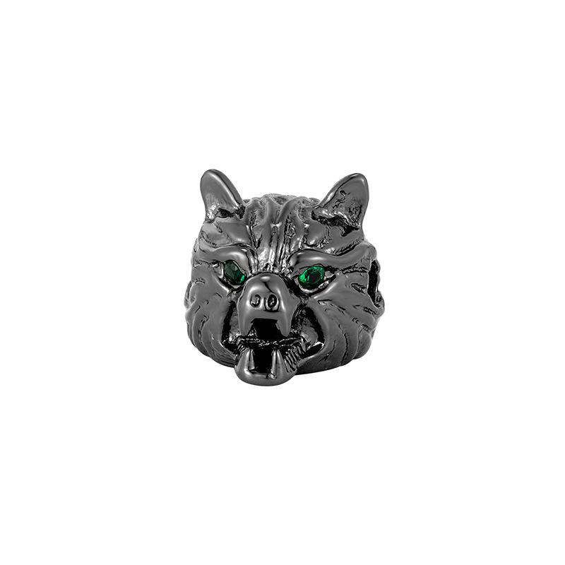 10 Pcs/lot Green Eyed Wolf Head Charms Accessories Micro Inlaid Zircon Handmade Bracelets Necklaces Beads for Jewelry Making
