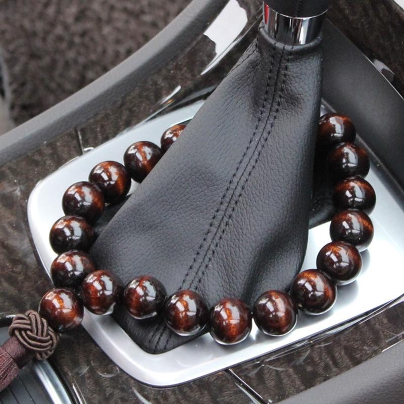 Rosary Hanging Ornament Wood On Car Rear View Mirror Gears Shift Decor