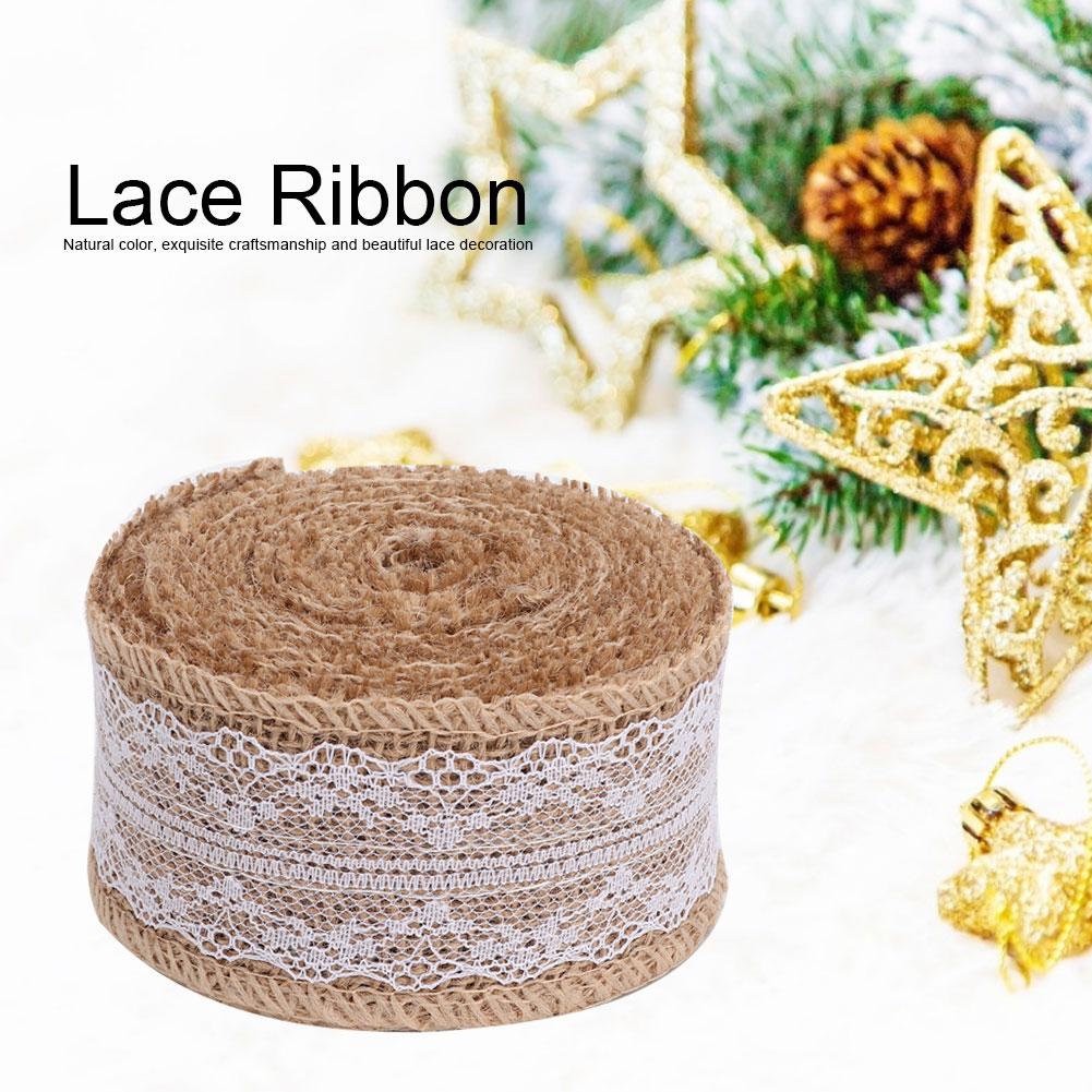 2 Rollen 5m Schönes Leinen Spitzenband Rolle Band Zuhause Weihnachten Hochzeit DIY Zubehör
