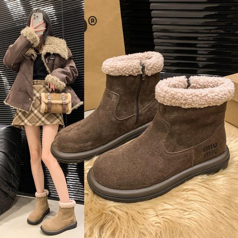 Large size snow boots women's autumn and winter new velvet thickened warm outer wear cotton shoes cotton boots