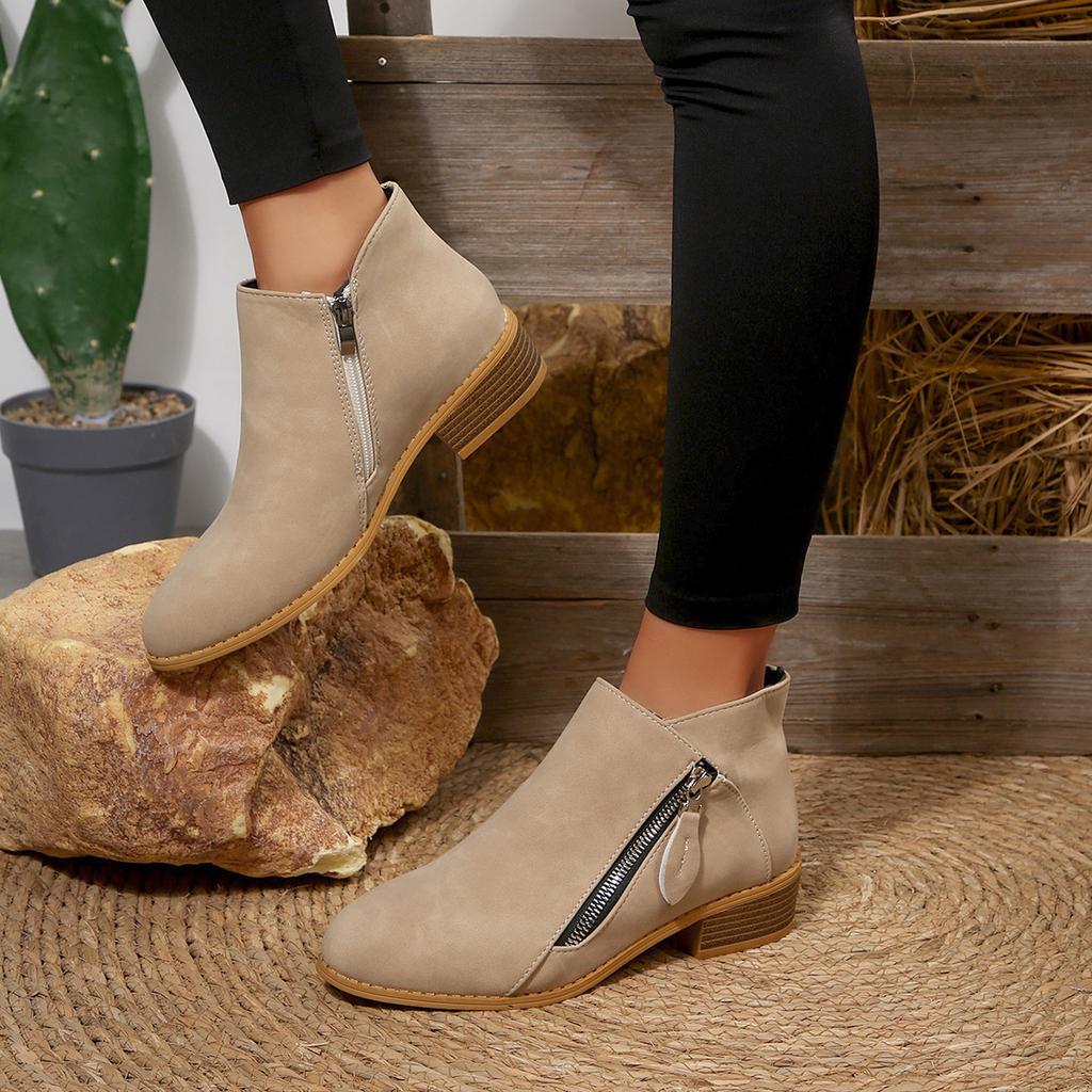 New Autumn/winter Women's Boots, Double Zipper, Plus Size Women's Ankle Boots