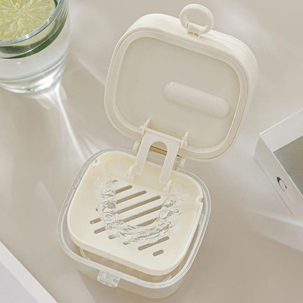Portable Denture Soaking Cleaning Box Transparent Cleaning Tooth Storage Case  False Teeth