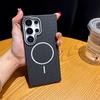 Crocodile Grain Leather Shockproof Magnetic ForMagsafe Case Samsung S25 S24 S23 Plus Ultra Business Lens Protection Phone Cover